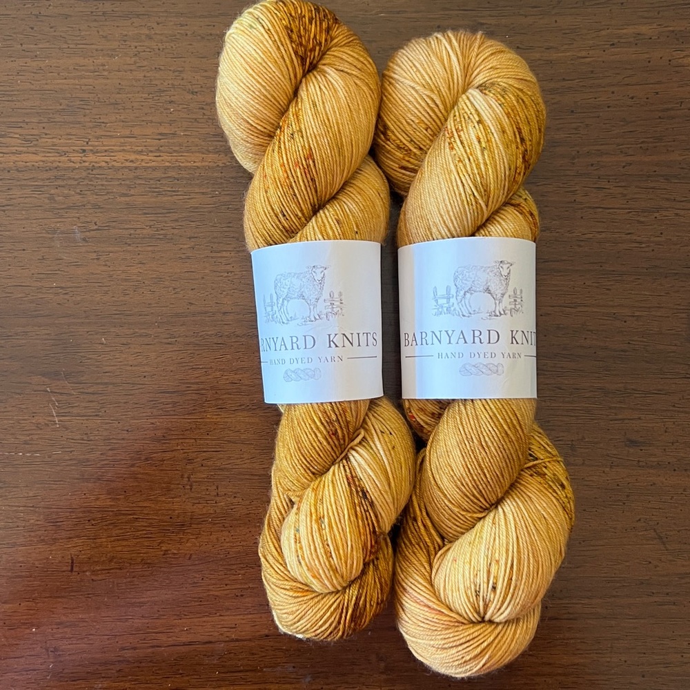 Barnyard Knits Hand Dyed Yarn in Golden Yellow 2 skeins merino nylon fingering